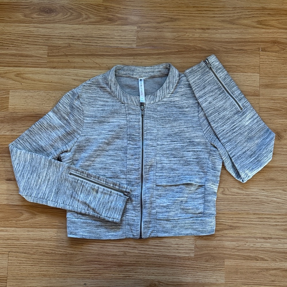Fabletics Heathered Gray Zip-Up Jacket Size M - image 1